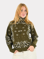Aspen Bandana Zipper Knit - Green