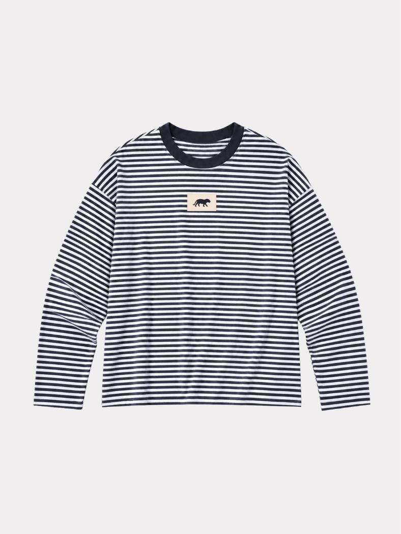 Tiger-Striped Long-Sleeve - Navy/White