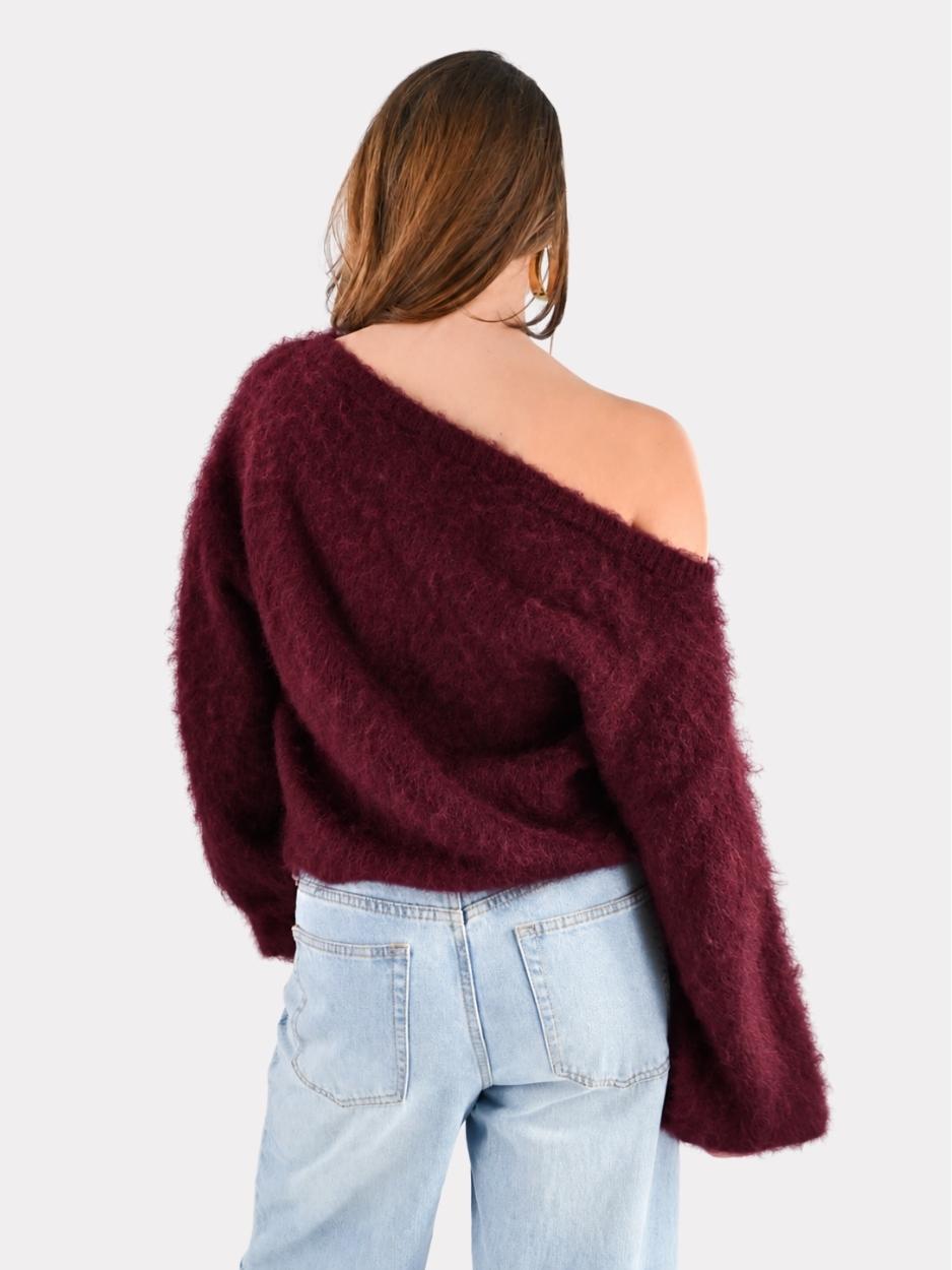 Maira off-shoulder knit - burgundy