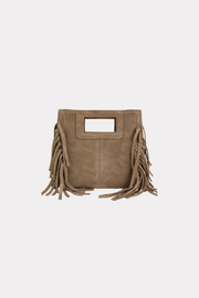 Suede fringe bag - taupe