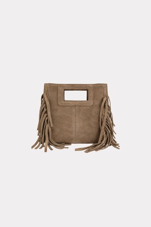Suede fringe bag - taupe