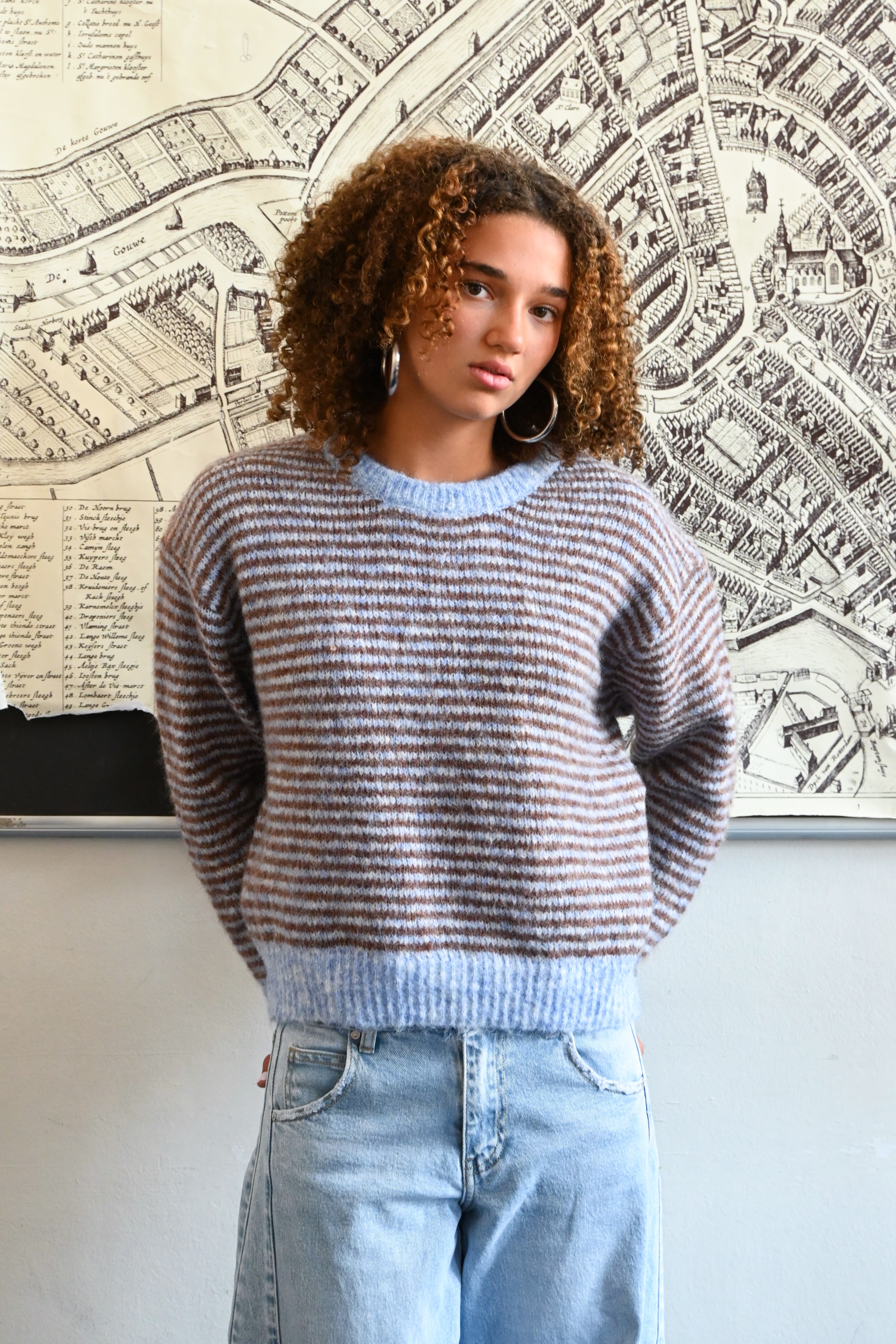 Lara vintage striped knit - blue/brown