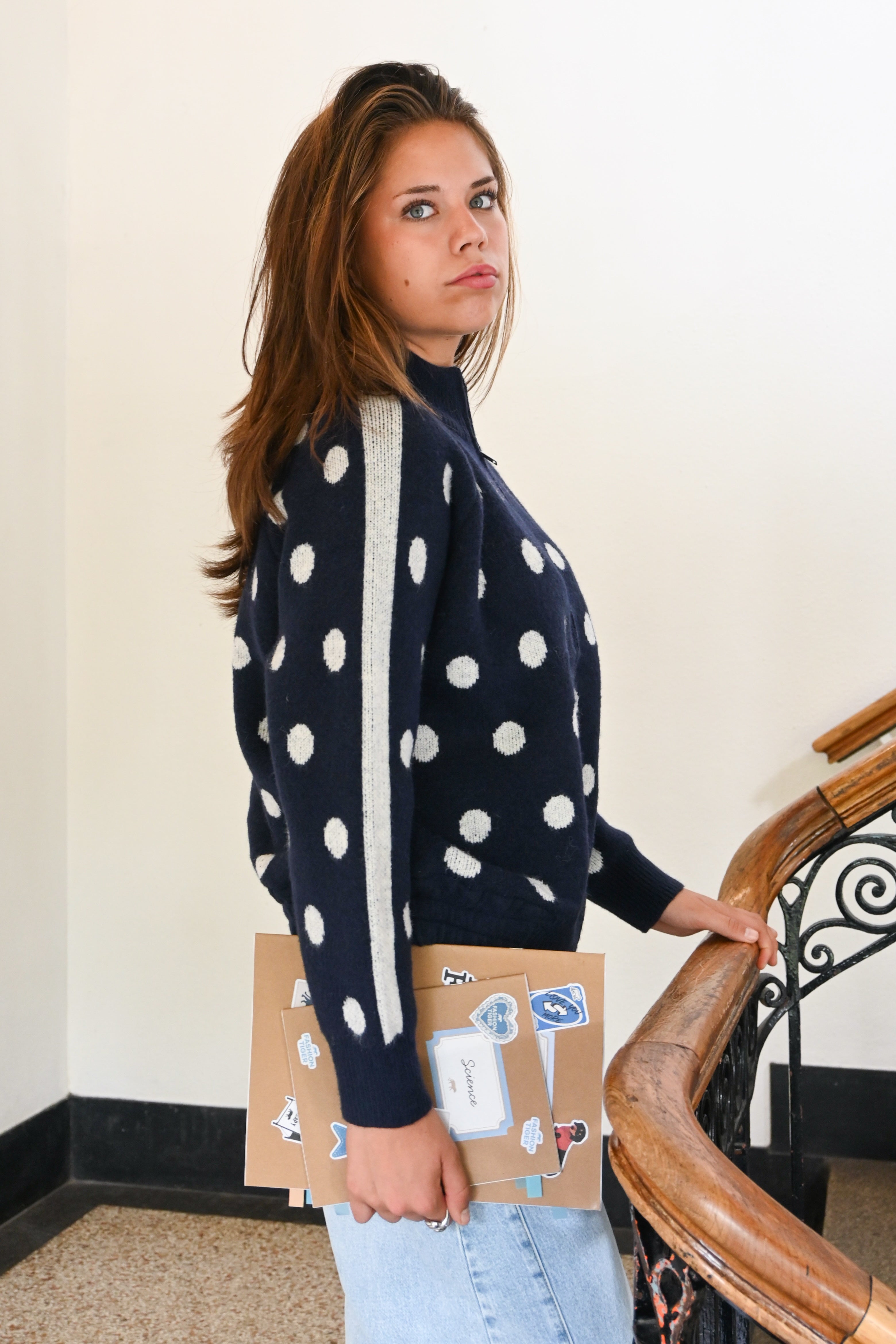 Jackie dotted zipper - navy