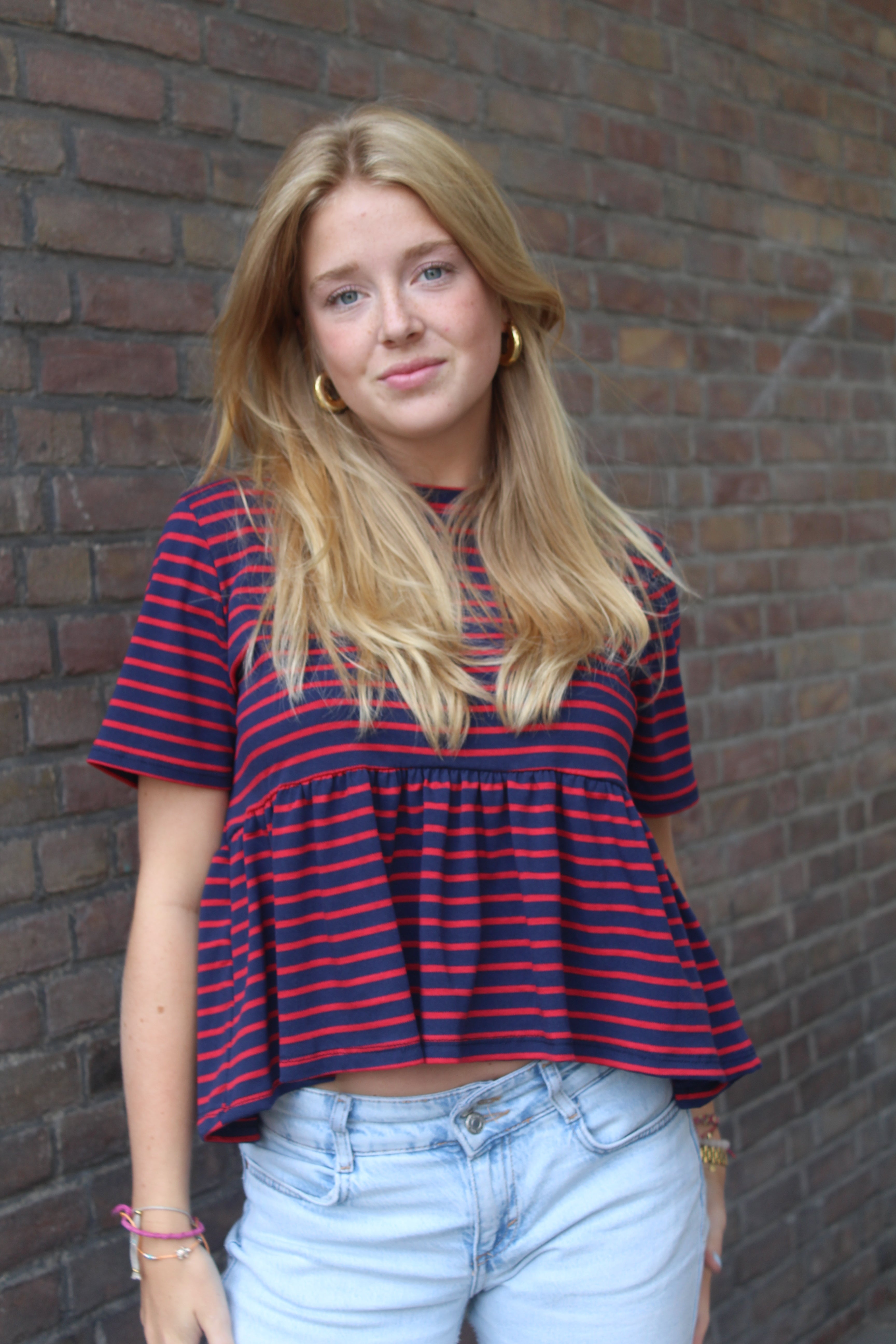 Striped top - navy/red