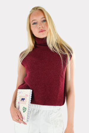 Cozy high knit - bordeaux red