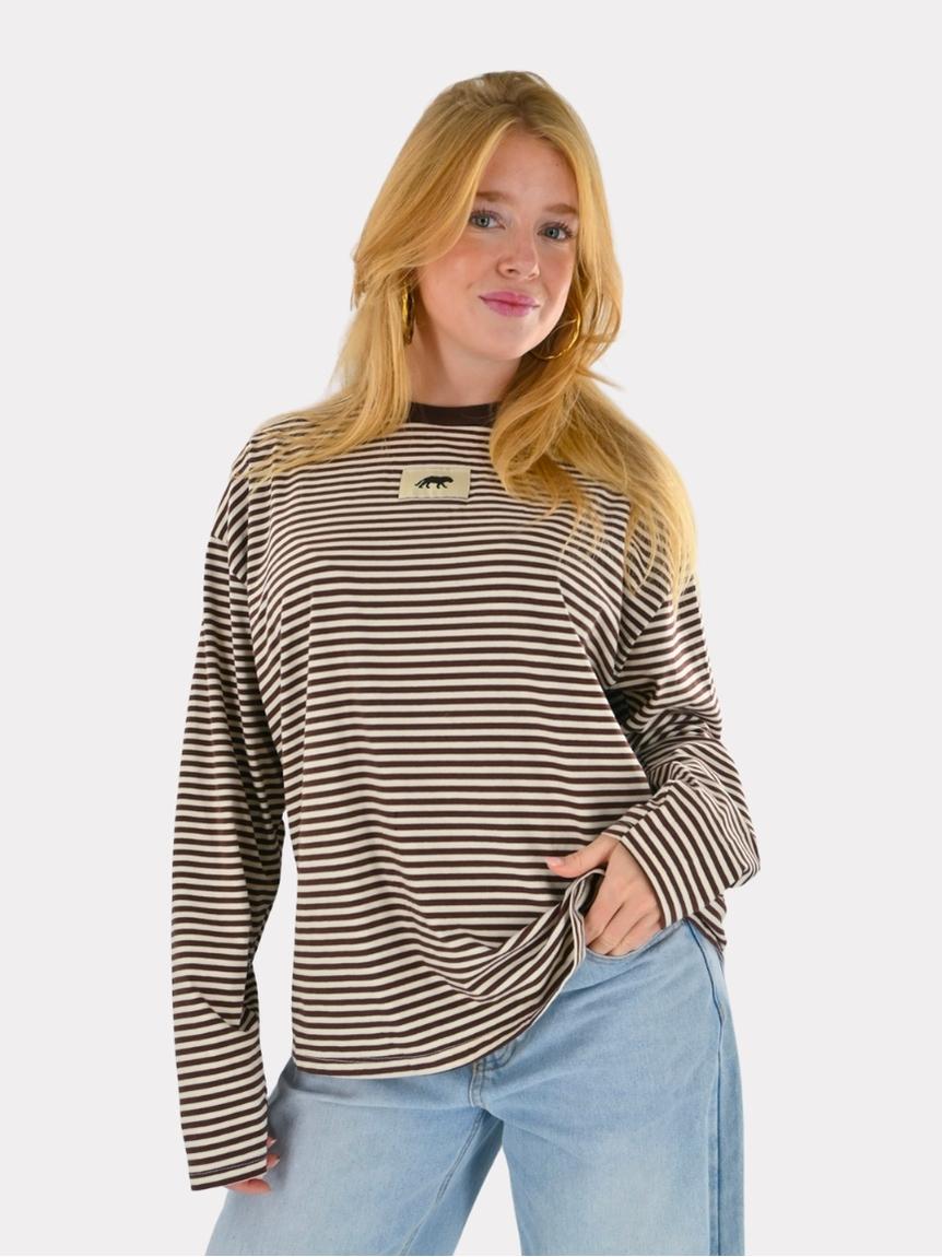Tiger striped long-sleeve - brown/white