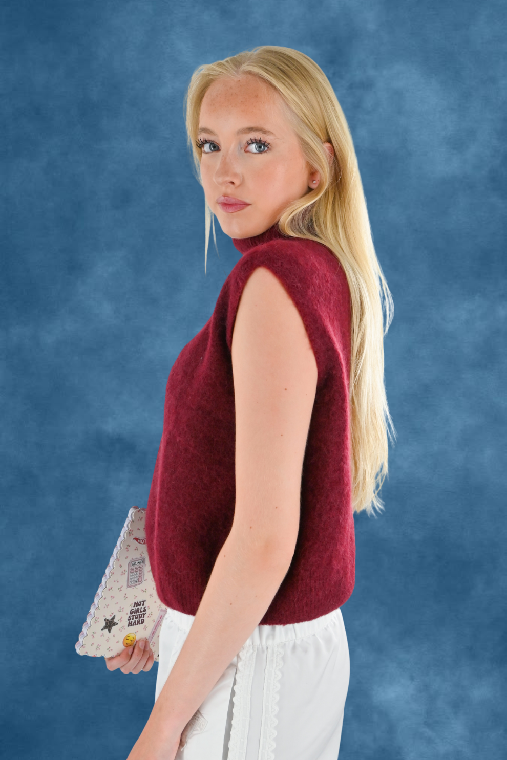 Cozy high knit - burgundy red
