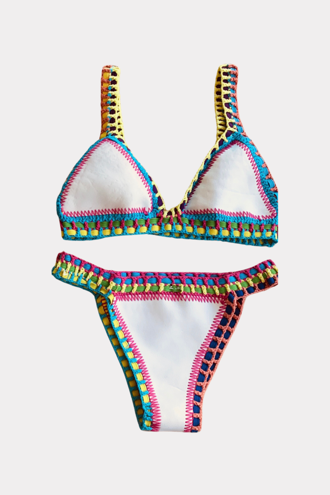 Ibiza bikini geel/wit reversible