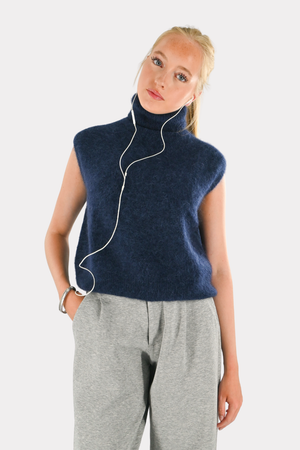 Maille haute douillette - bleu marine