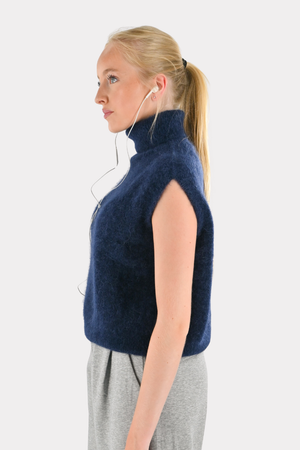 Maille haute douillette - bleu marine