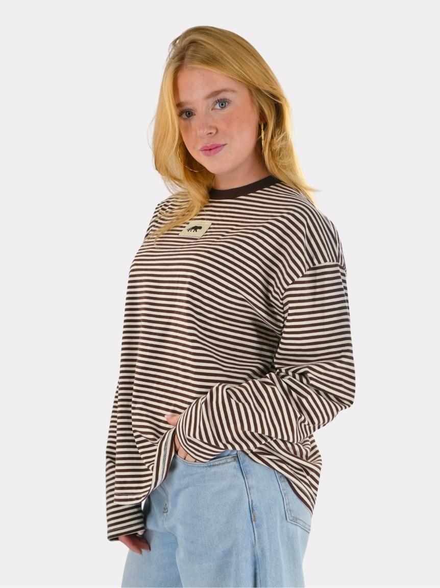 Tiger striped long-sleeve - brown/white
