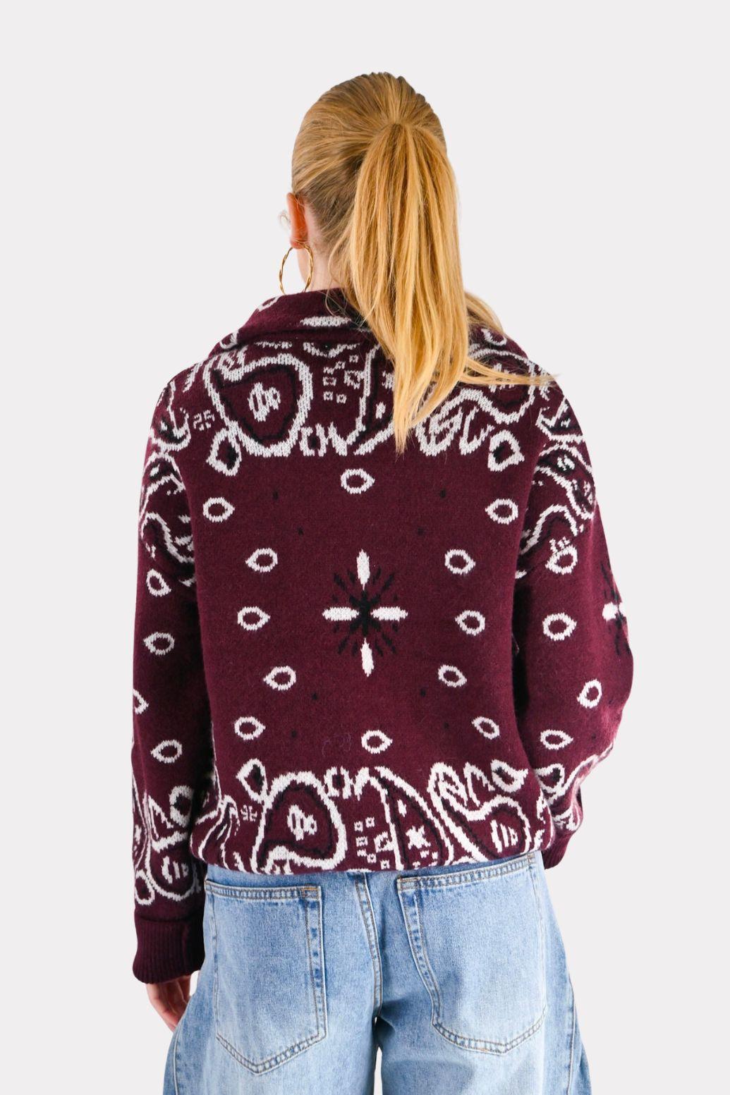 Aspen Strickpullover mit Reißverschluss - Bordeaux