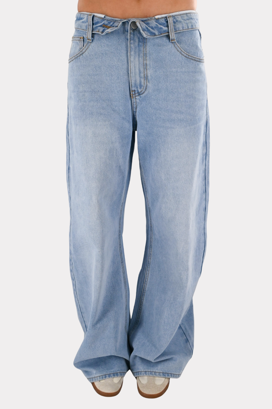 Folded barrel jeans - blauw