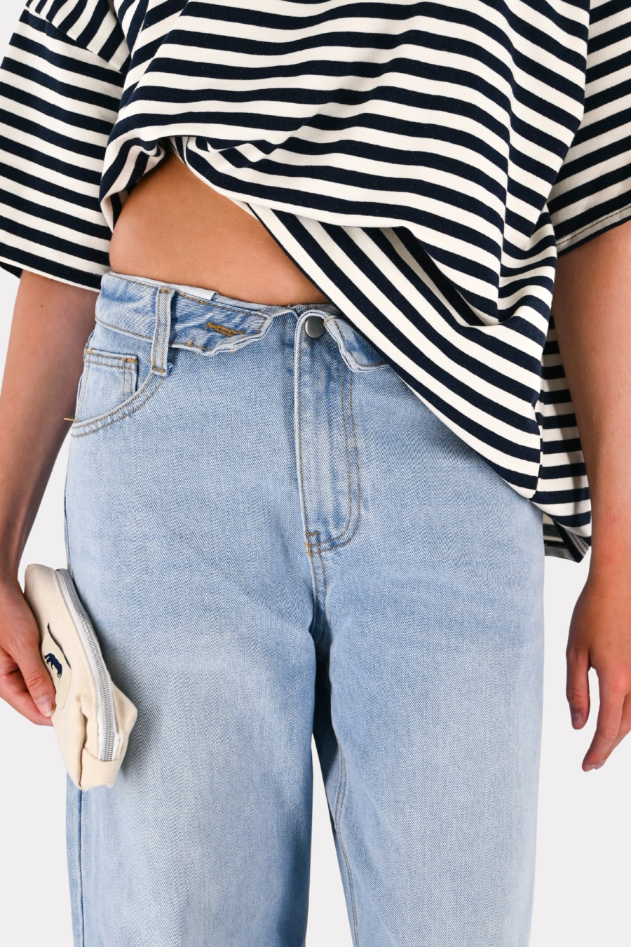 Folded barrel jeans - blauw
