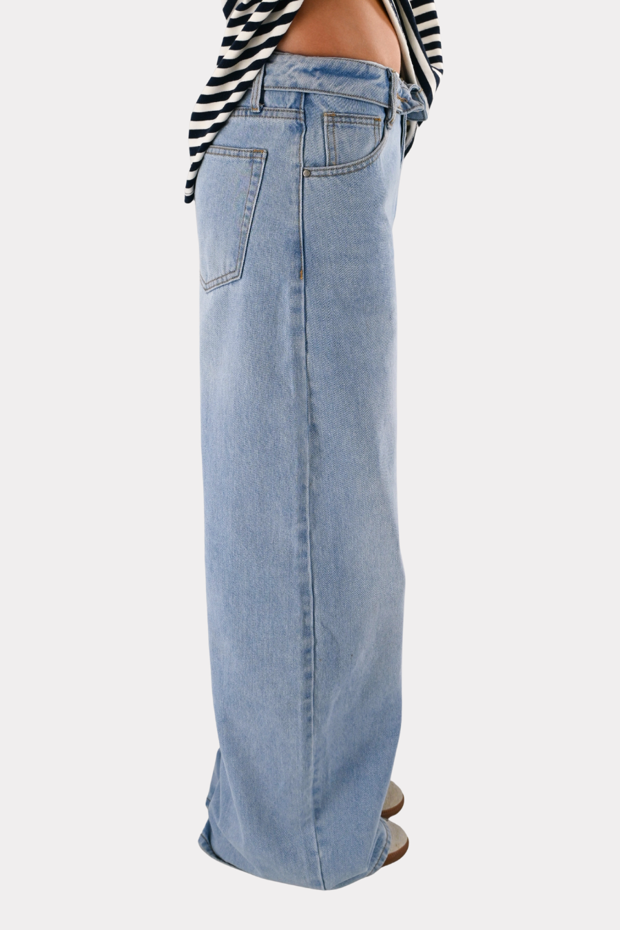 Folded barrel jeans - blauw
