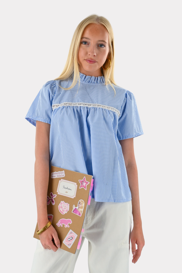 Serena blouse striped - blauw/wit