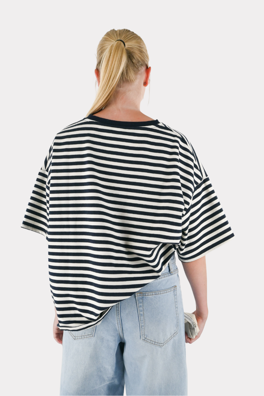 Striped tiger t-shirt - navy/wit
