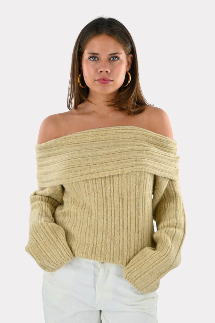 Maxime knit off shoulder - beige