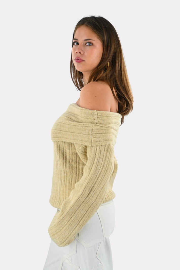 Maxime knit off shoulder - beige