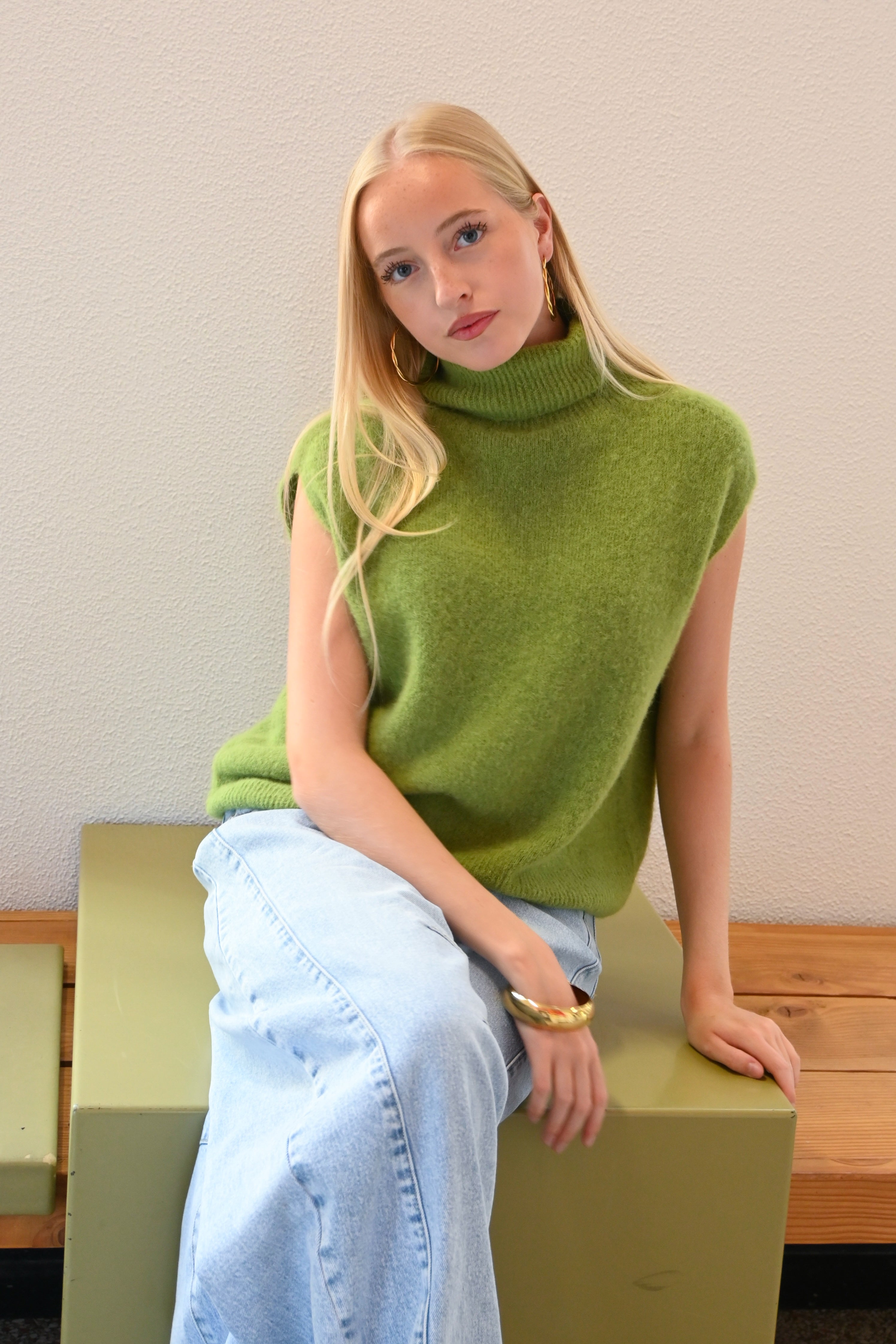Cozy high knit - salie groen (pre-order)