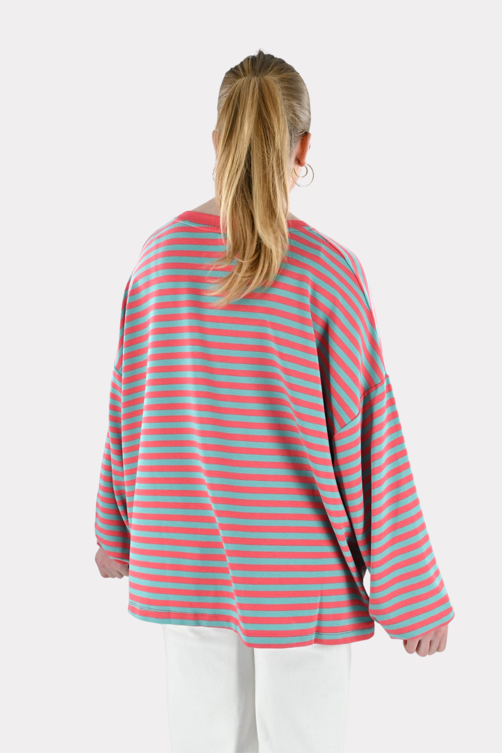 Lore t-shirt long sleeve striped - koraal/groen