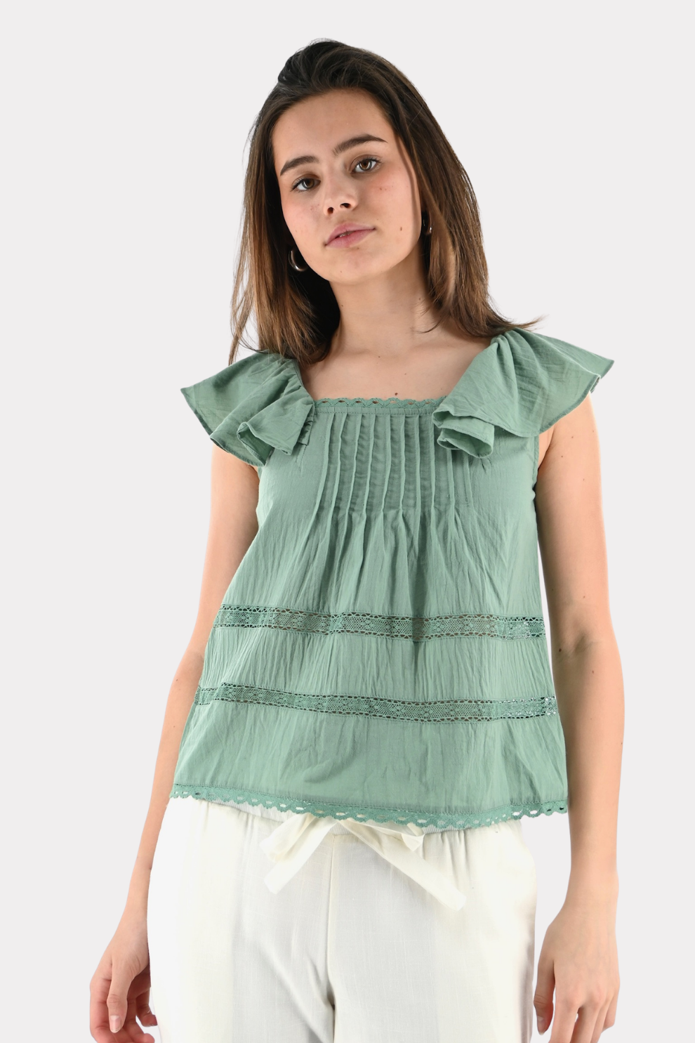 Top voile - vert sauge