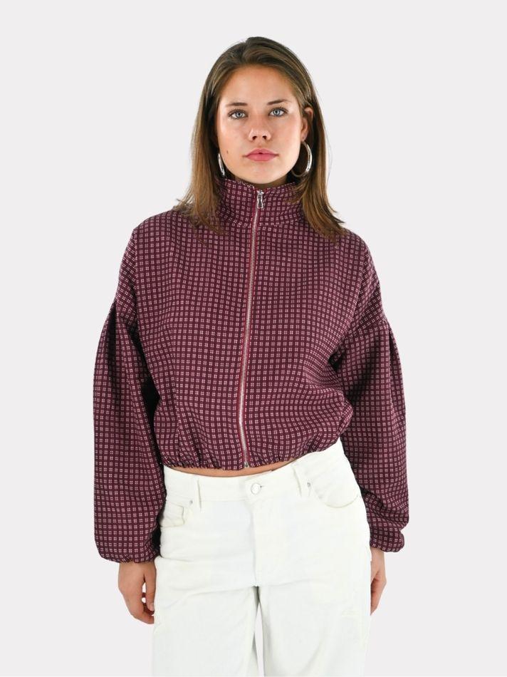 Autumn jacket check - burgundy