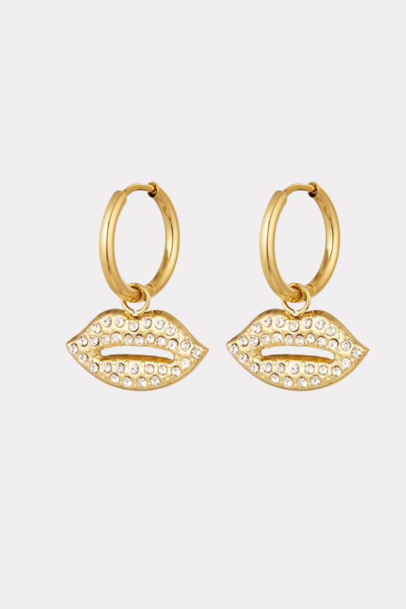 Kiss on the lips earrings - gold