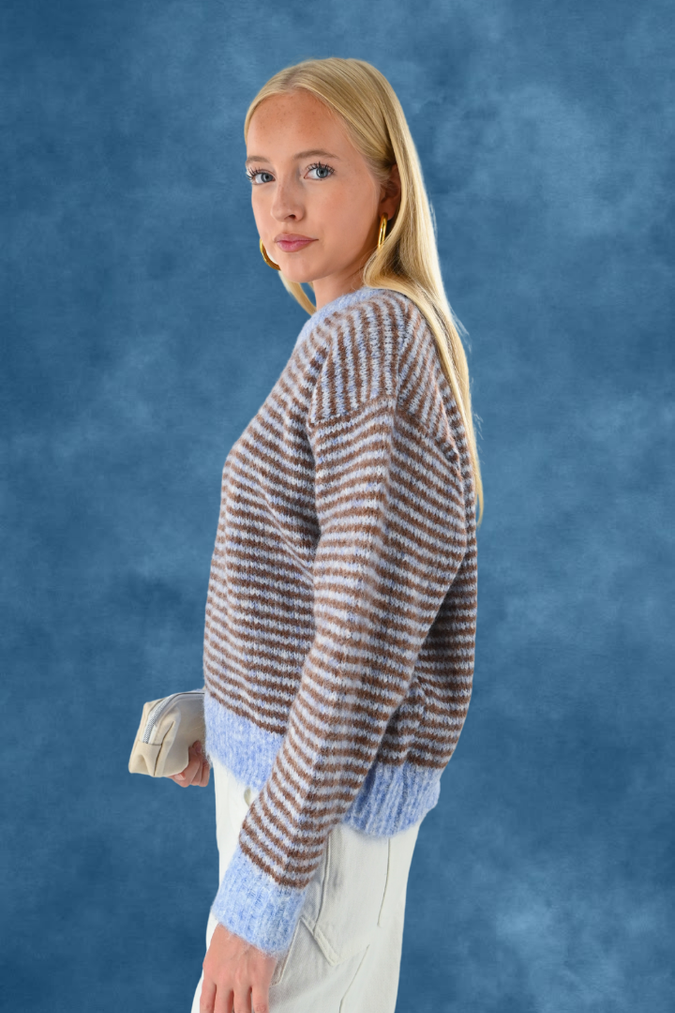 Lara vintage striped knit - blue/brown
