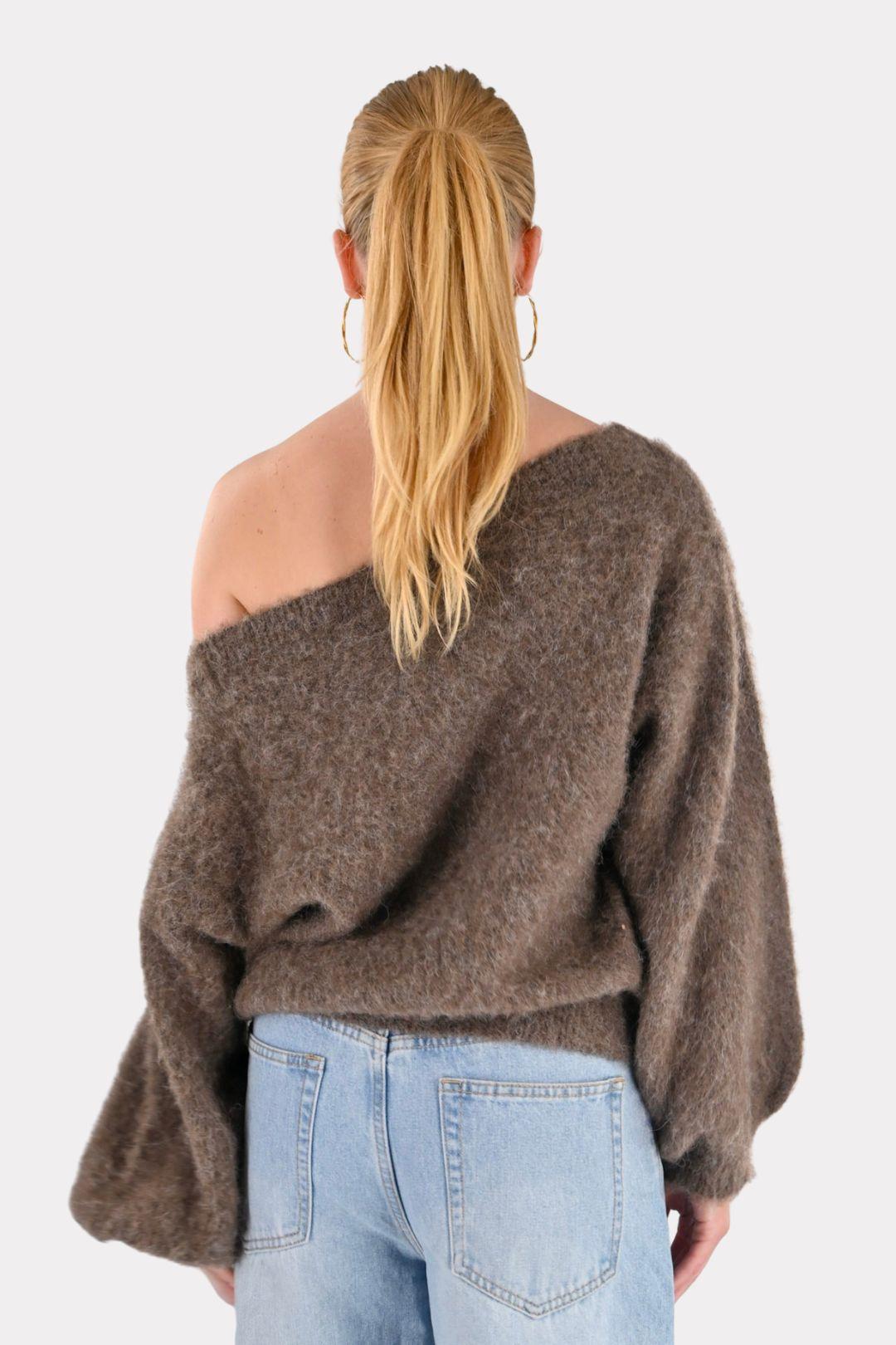 Maira Off-Shoulder-Stricktop - Braun
