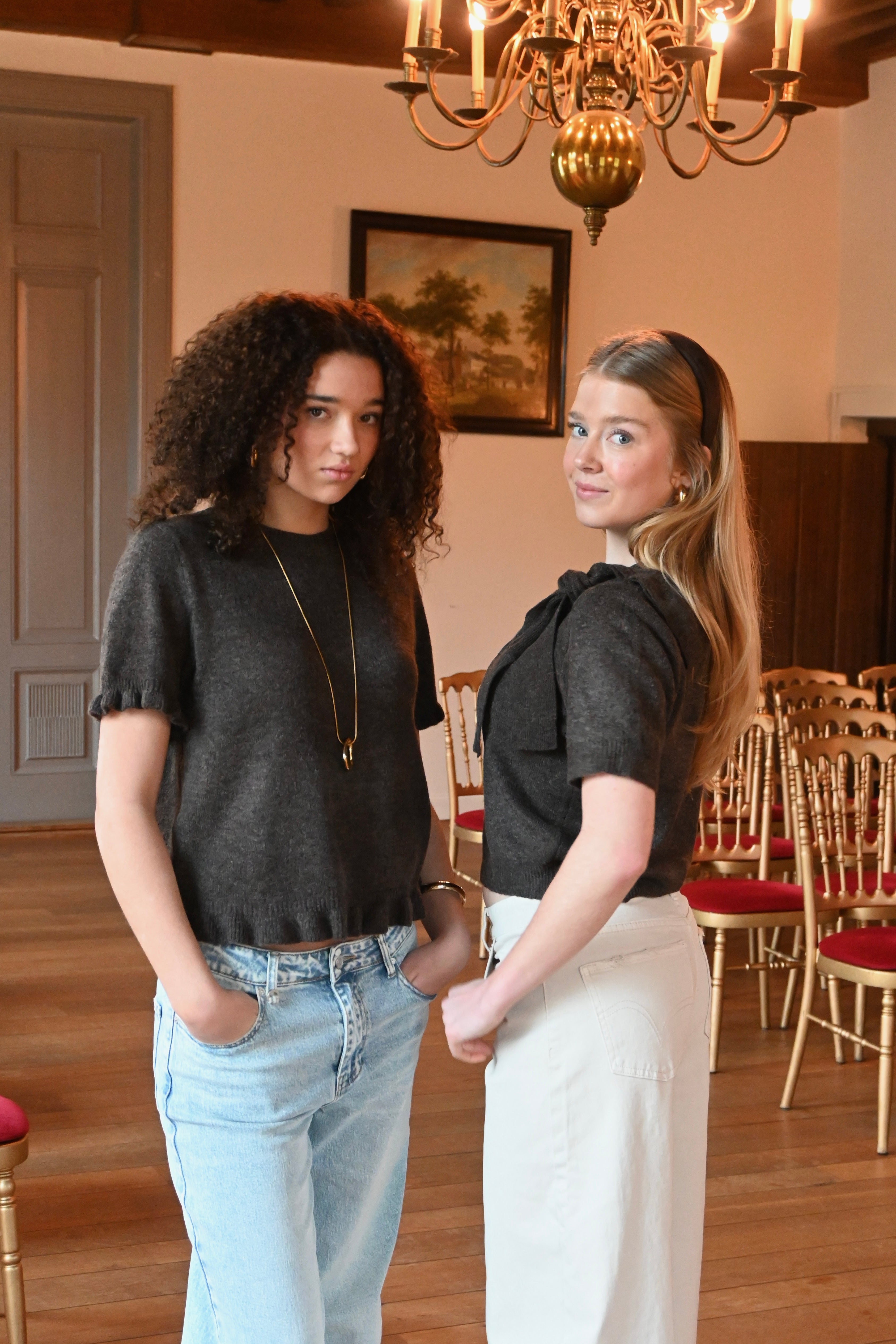 Ruffle knit top - brown