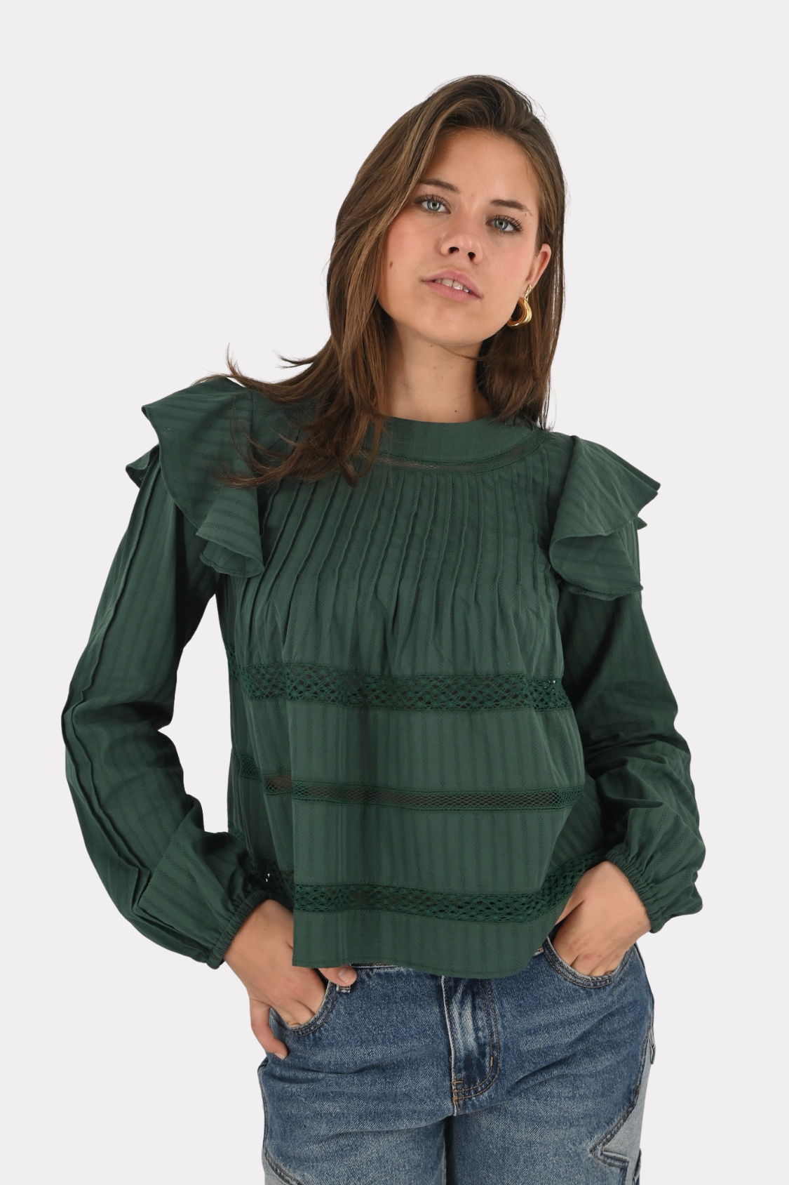 Zala-blouse-long-sleeve-donker-groen-fashiontiger-1
