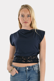 Frankie off shoulder top - navy