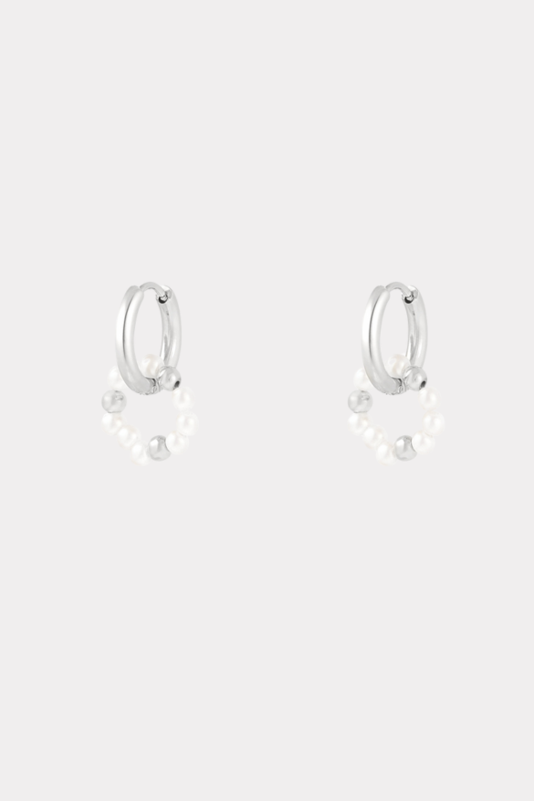 Pearly circle earrings - silver