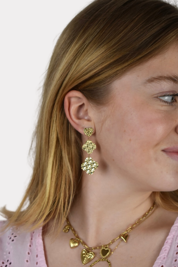 Structured clovers earrings - gold