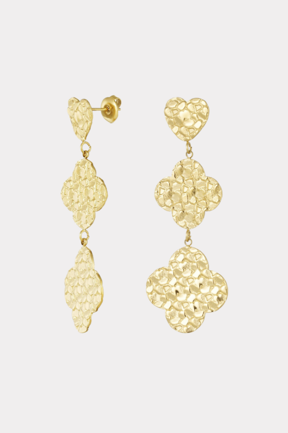 Structured clovers earrings - gold