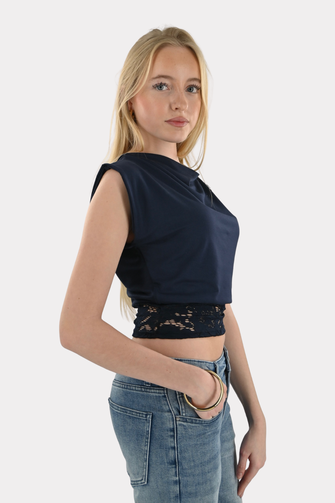 Frankie off shoulder top - navy