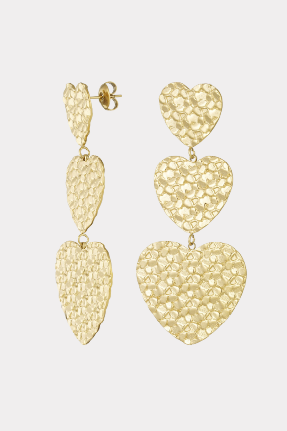 Structured hearts earrings - gold