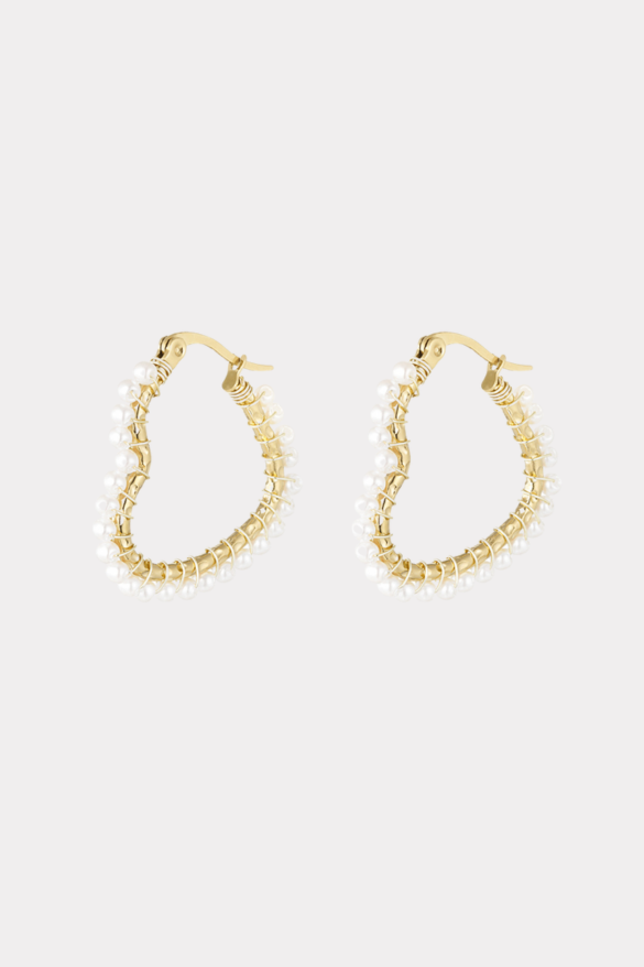 Pearly heart earrings - goud