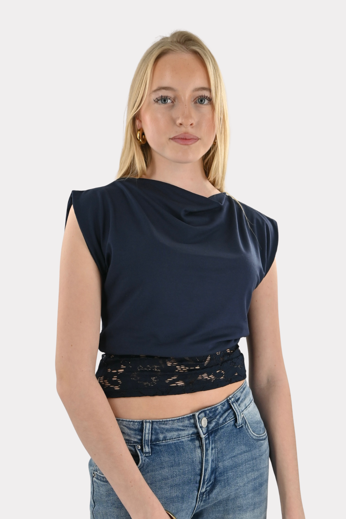 Frankie off shoulder top - navy