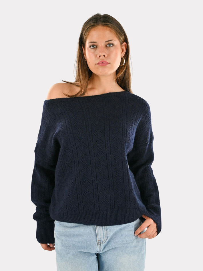 Lola off shoulder knit - navy