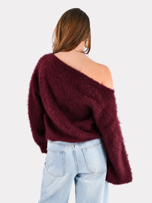 Maira off shoulder knit - bordeaux