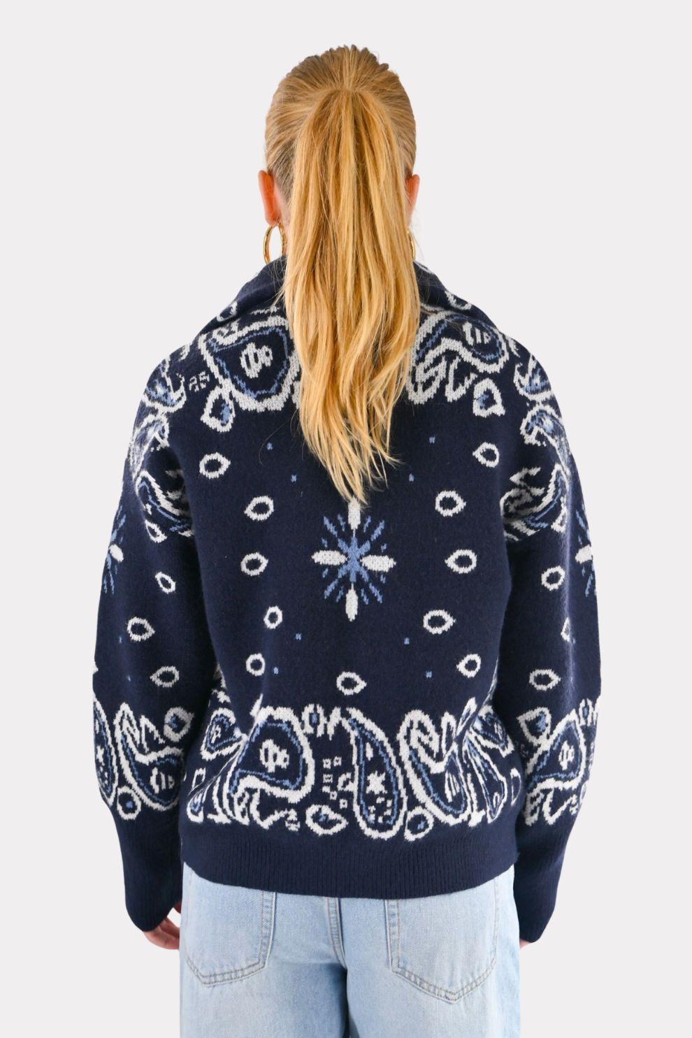 Pull en maille zippé Aspen - bleu marine
