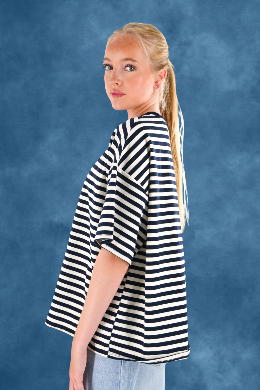 Striped Tiger T-Shirt - Navy/White
