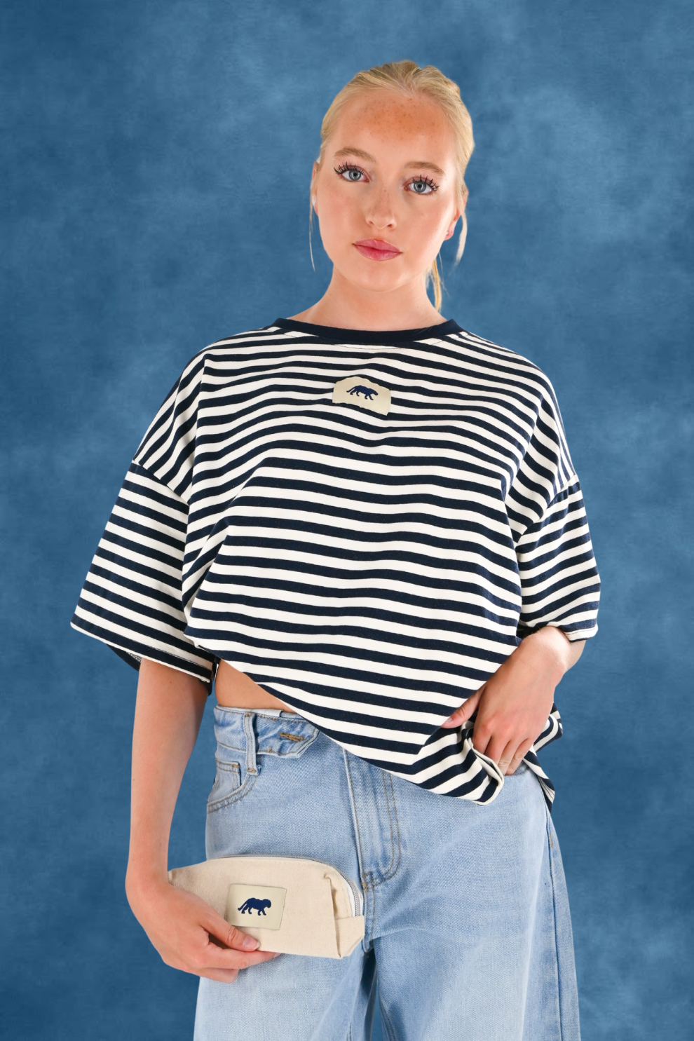 Striped Tiger T-Shirt - Navy/White