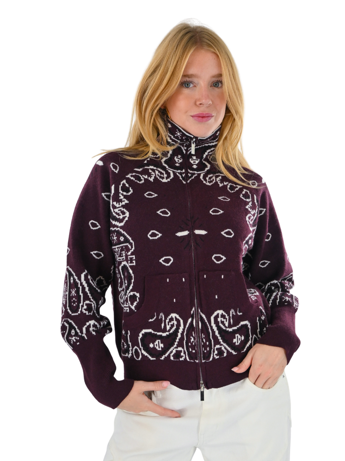 Aspen bandana zipper knit - bordeaux