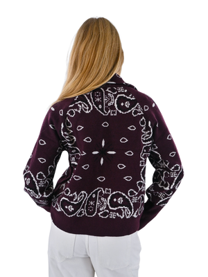 Aspen bandana zipper knit - bordeaux