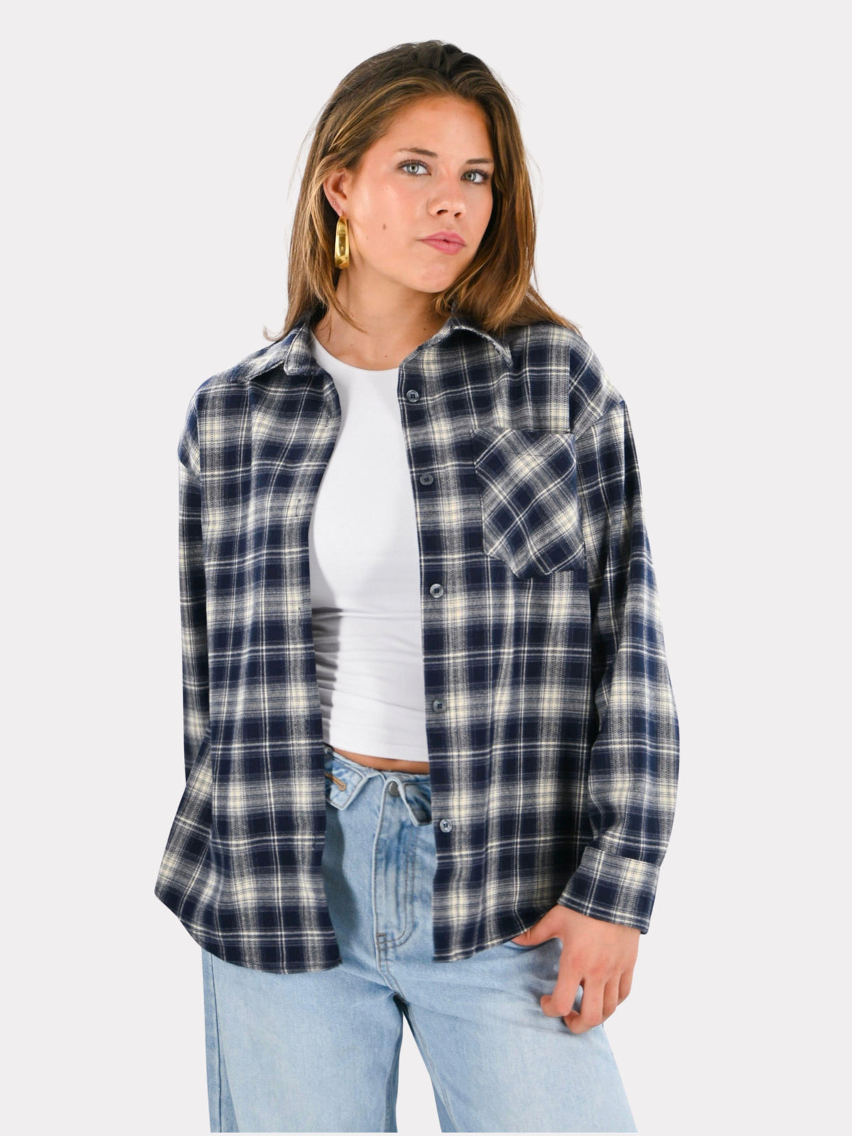 Flannel blouse - navy