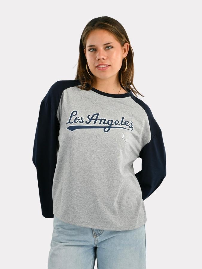 LA baseball long sleeve - navy/gray