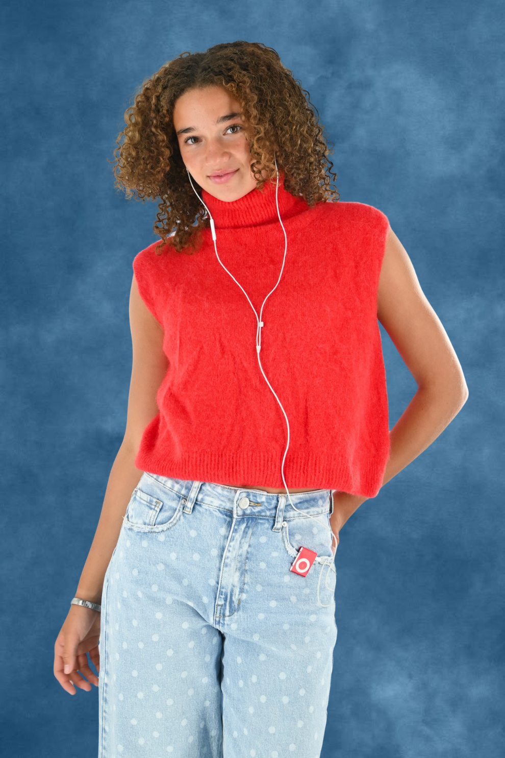 Cozy high-neck knit - red